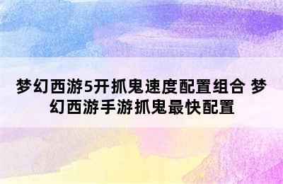 梦幻西游5开抓鬼速度配置组合 梦幻西游手游抓鬼最快配置